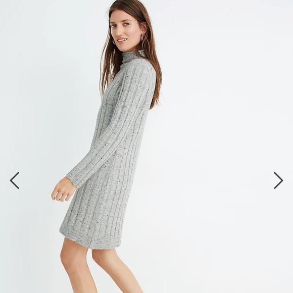 Madewell Donegal Rolled Mockneck Sweater Dress Ribbed Gray Size small - Picture 2 of 6